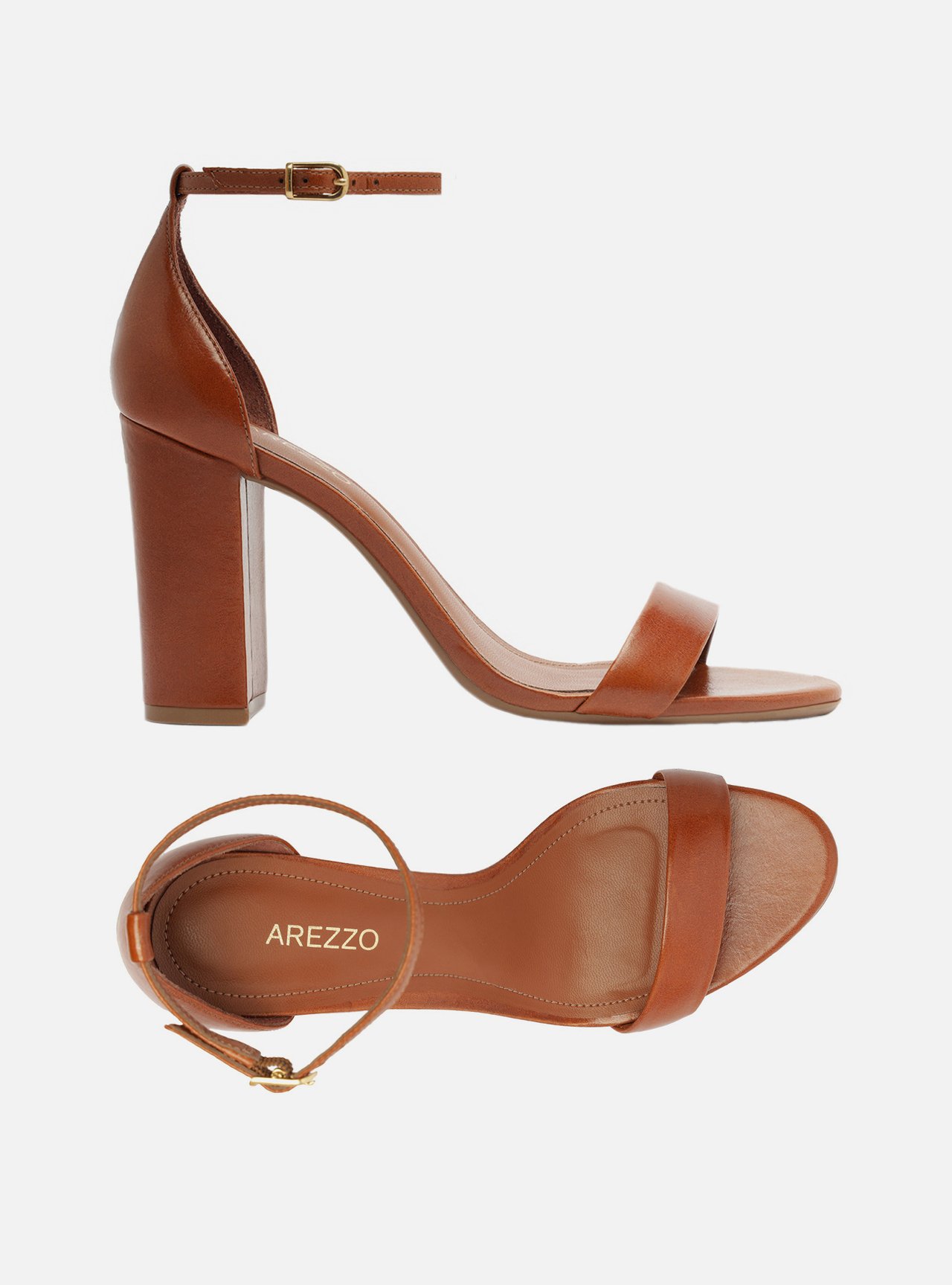 Sandália Marrom Cognac Couro Salto Alto Isabelli — foto 5