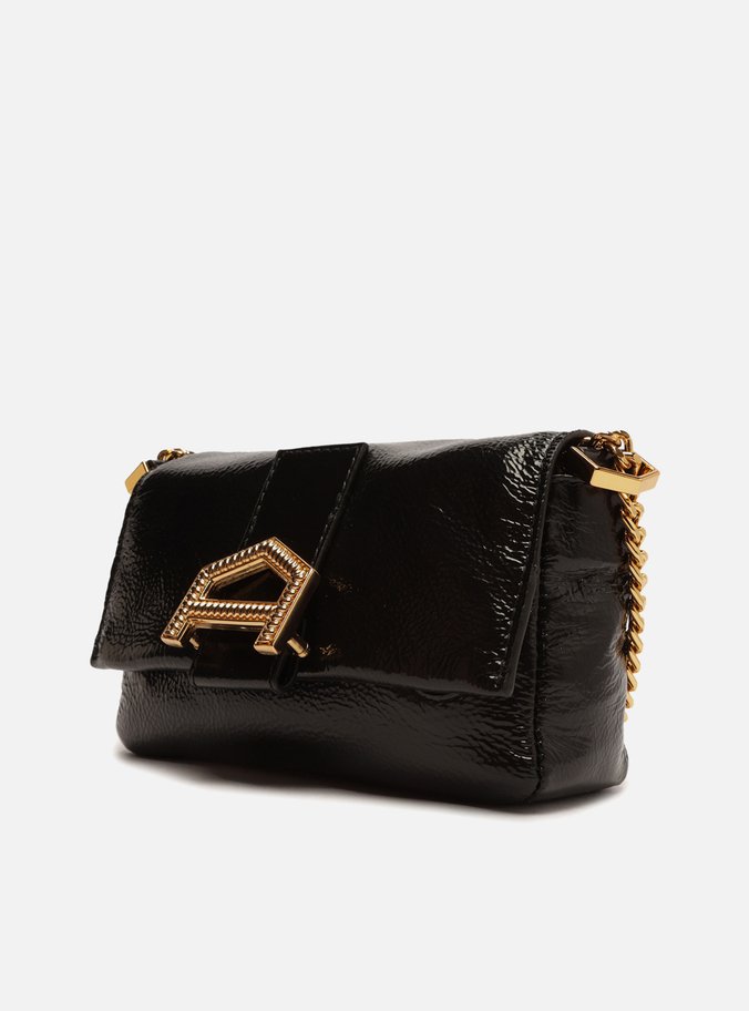 Bolsa Tiracolo Preta Couro Detalhe Pequena