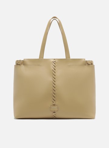 Bolsa Shopping Bege Giorno Grande Trançado