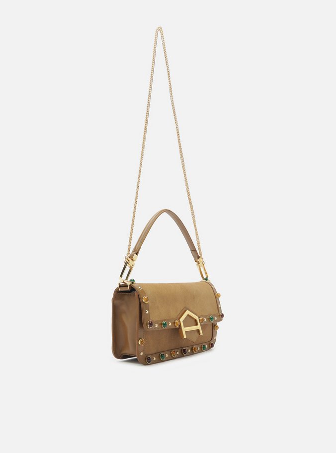 Bolsa Tiracolo Marrom Couro A001 Média Pedras