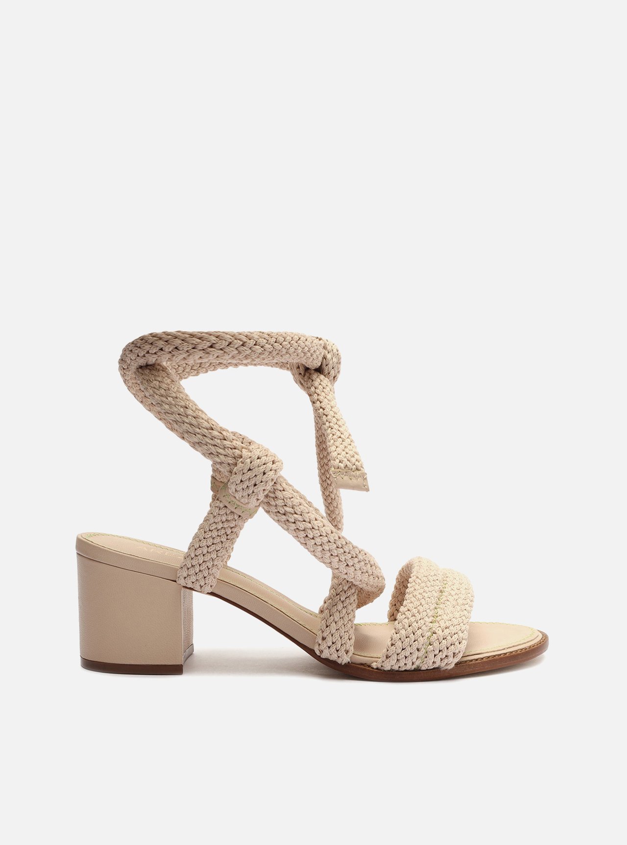 Sandália Off-White Salto Médio Tiras Cordão — foto 1