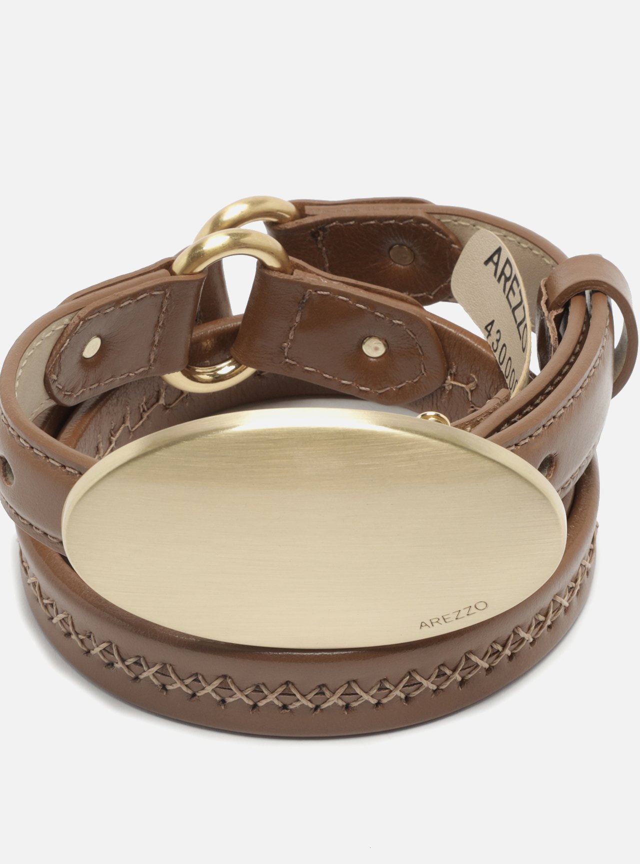 Cinto Caramelo Couro Fino Fivela Oval Metal — foto 4