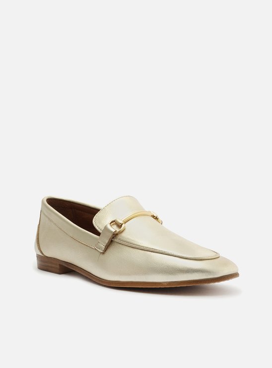 Mocassim Dourado Couro Bico Fino Bridão