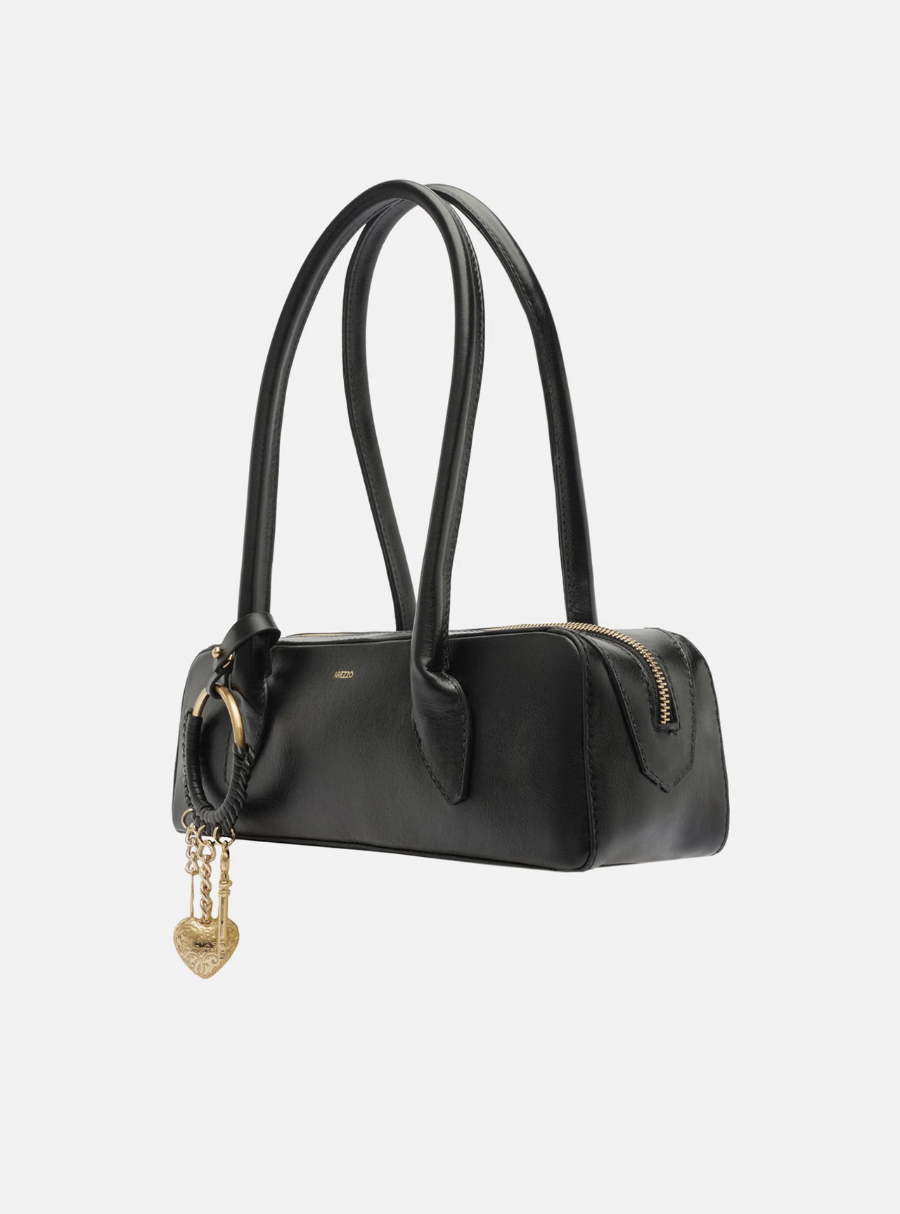 Bolsa Shoulder Preta Couro Média Metais — foto 2