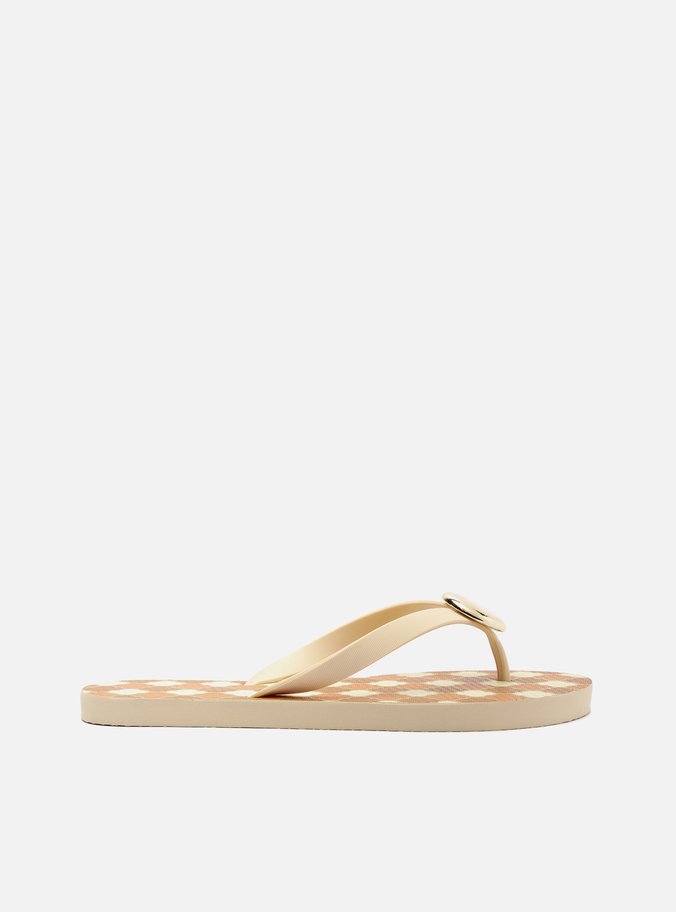 Chinelo de Dedo Branco Estampa Marrocos Metal