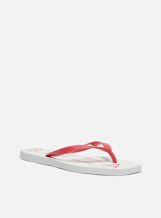Chinelo de Dedo Branco Tira Vermelha Brizza