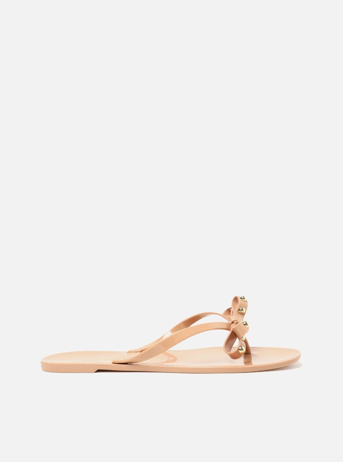 Rasteira Bege Flat Laço Brizza