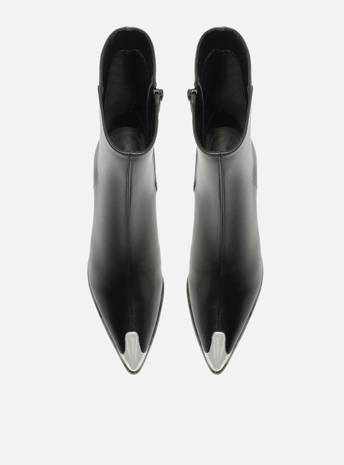 Bota Preta Couro Cano Curto West Cap Toe Metal