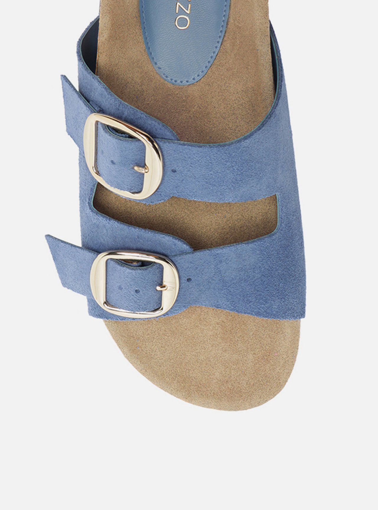Sandália Papete Azul Acamurçada Flatform Metais — foto 5