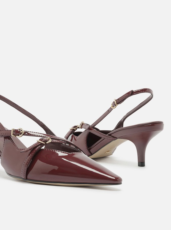 Scarpin Bordô Verniz Salto Médio Slingback Amélia
