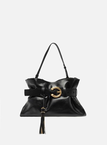 Bolsa Tiracolo Preta Couro Isa Média