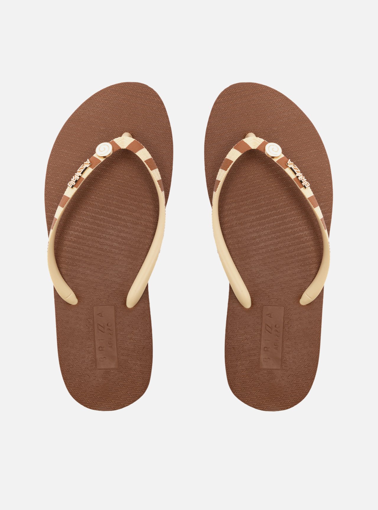Chinelo de Dedo Marrom Tiras Listradas Easy Bacio Di Latte — foto 1