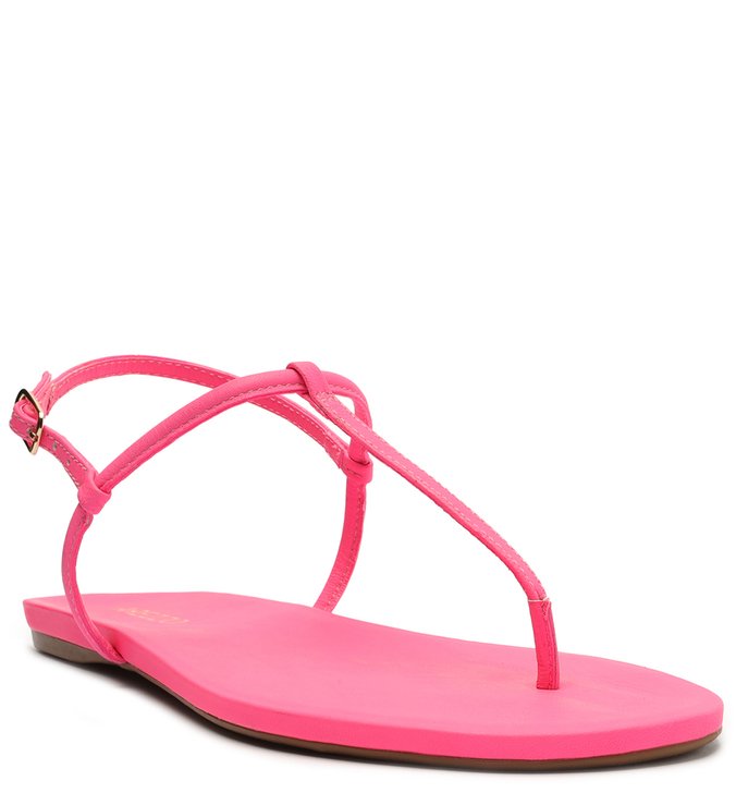 Sandália Rasteira Rosa Neon Slim Básica