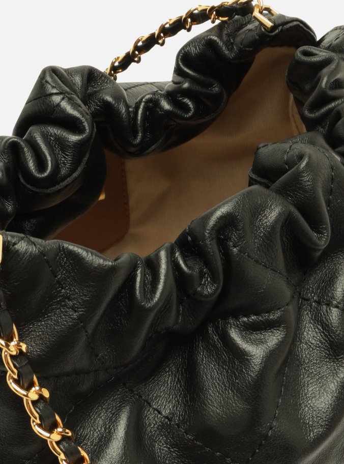 Bolsa Hobo Preta Couro Esther Grande