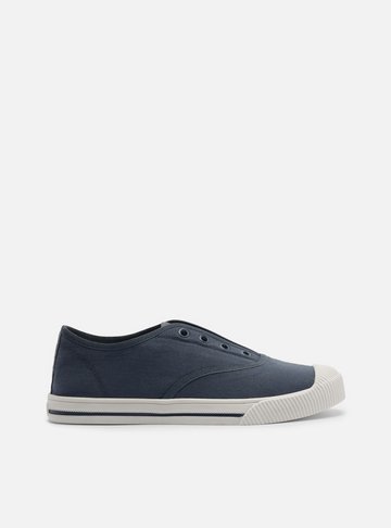Tênis Slip On Azul Lona Elástico