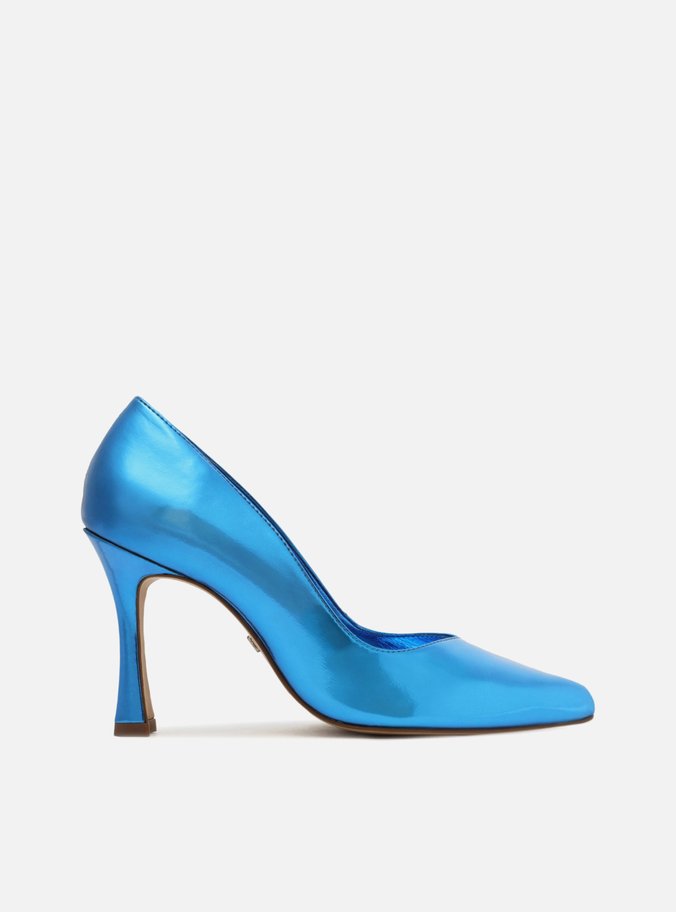Scarpin Azul Metalizado Bico Fino Sia