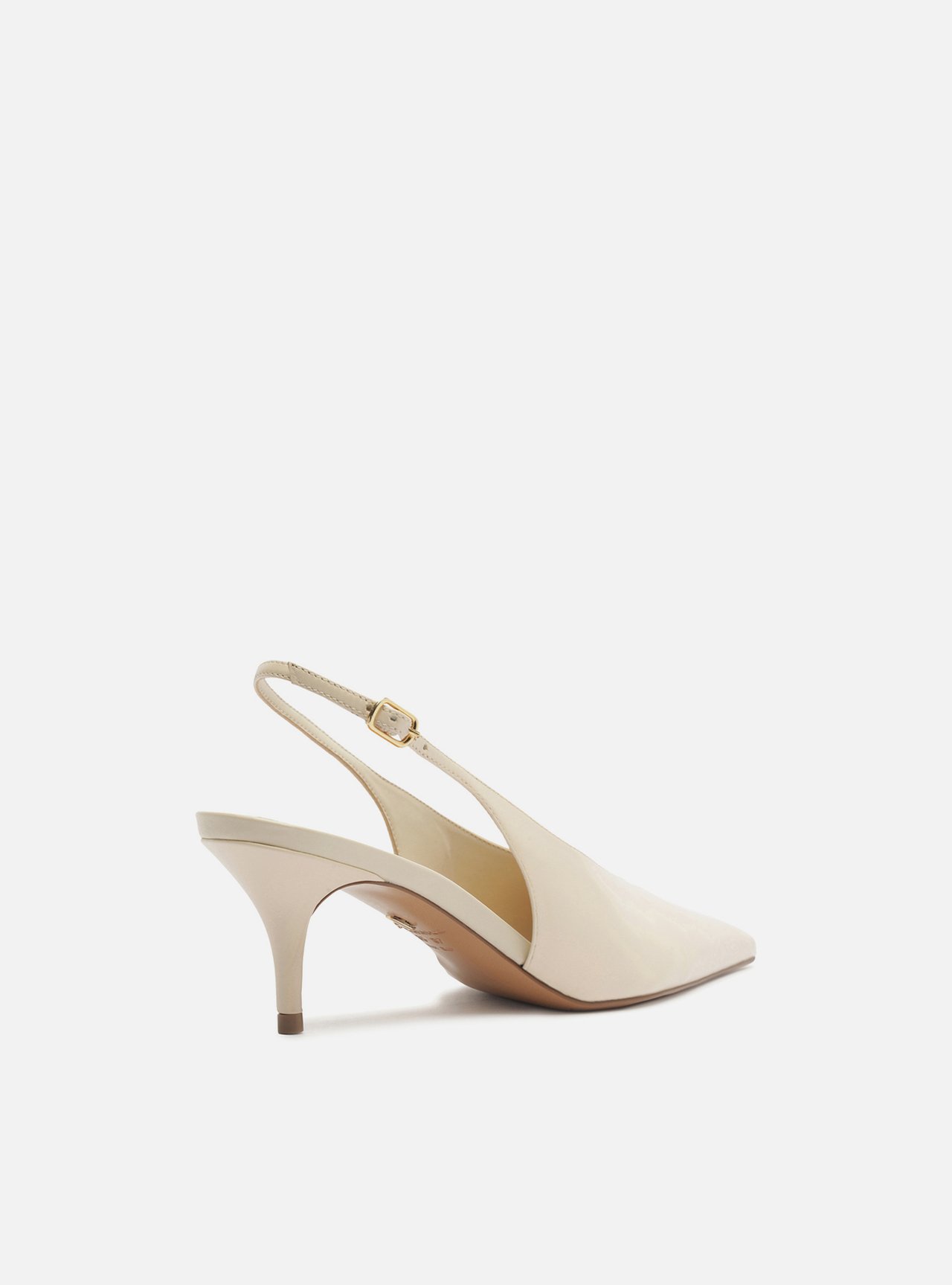 Scarpin Off-White Couro Slingback Salto Baixo Fino — foto 3