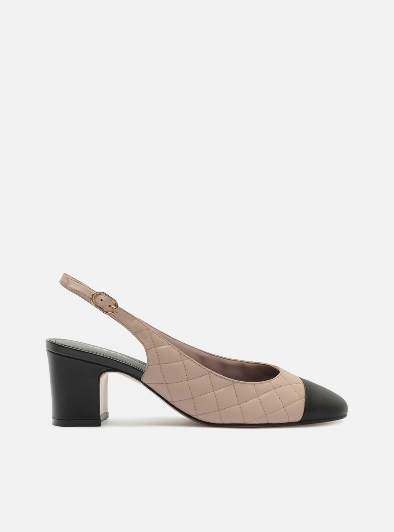 Scarpin Multicolorido Couro Salto Bloco Fivela Slingback — foto 1