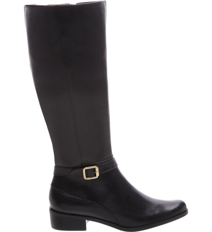 Bota Couro Cano Longo Fivela Daily Preta