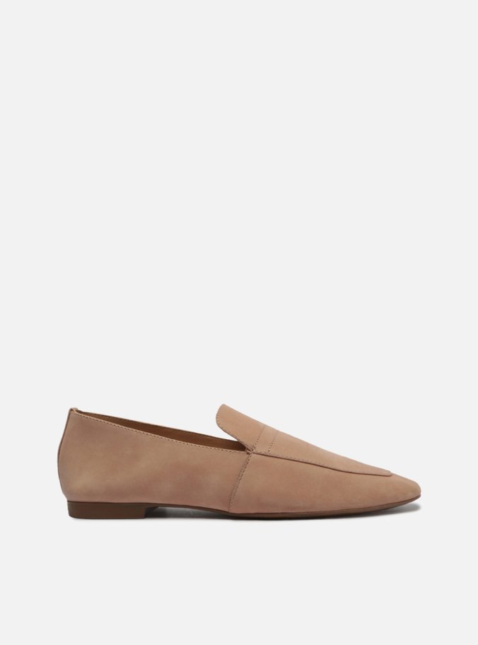 Mocassim Bege Nobuck Bico Quadrado Minimal