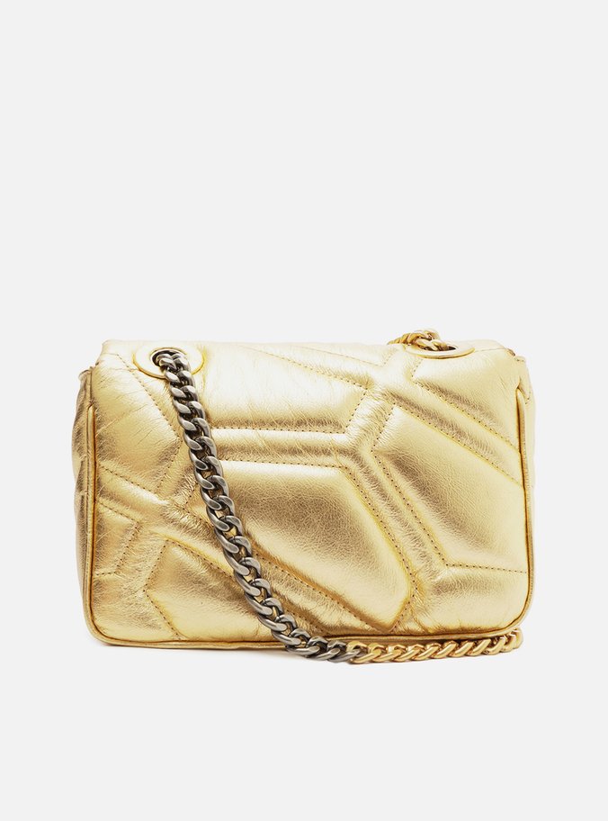 Bolsa Tiracolo Dourada Couro Emma Média