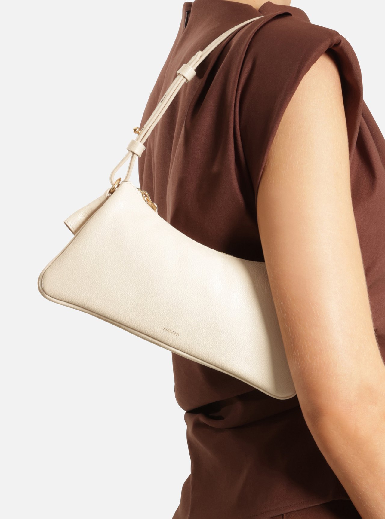 Bolsa Shoulder Off White Couro Pequena — foto 6