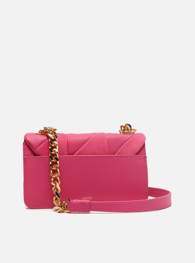 Bolsa Tiracolo Rosa Couro Nobuck  Pequena