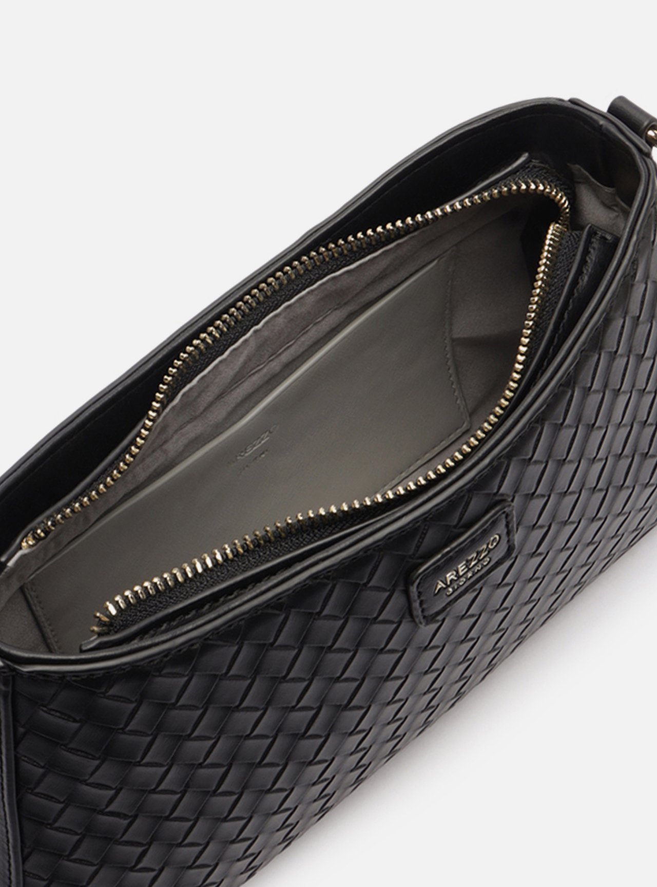 Bolsa Shoulder Preta Média Tressê Corrente — foto 4