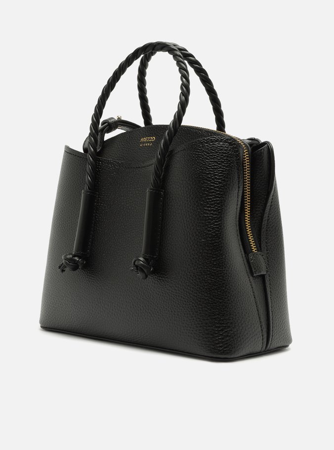 Bolsa Tote Preta Giorno Grande Alça Trançada