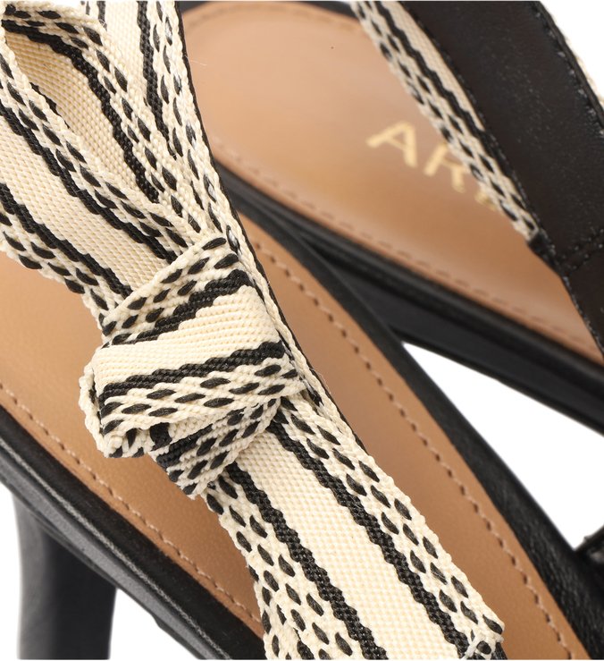 Scarpin Preto Tela Salto Fino Slingback