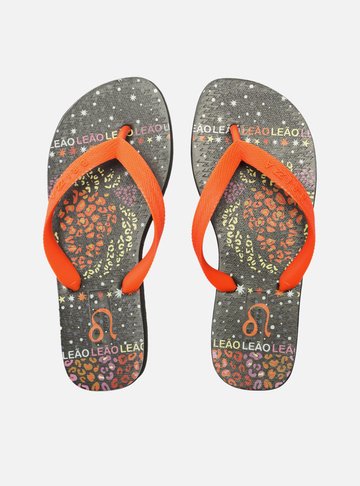 Chinelo de Dedo Laranja Leão Signos Brizza