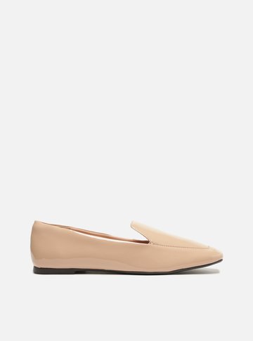 Mocassim Nude Verniz Bico Quadrado Easy