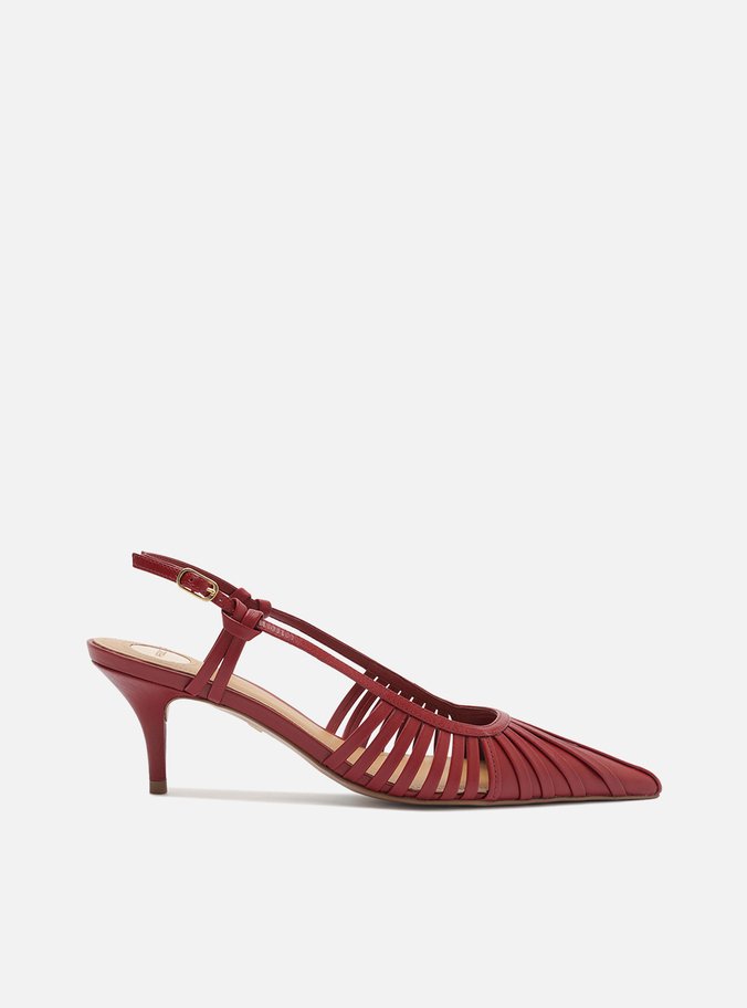 Scarpin Vermelho Salto Fino Fivela Slingback
