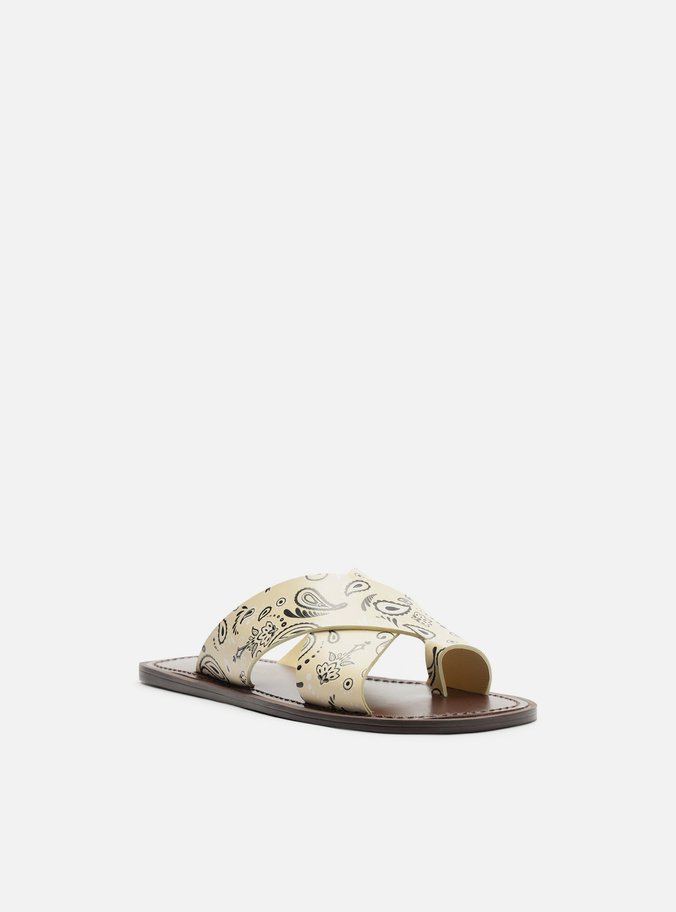 Rasteira Amarela Paisley Tiras Largas Livia