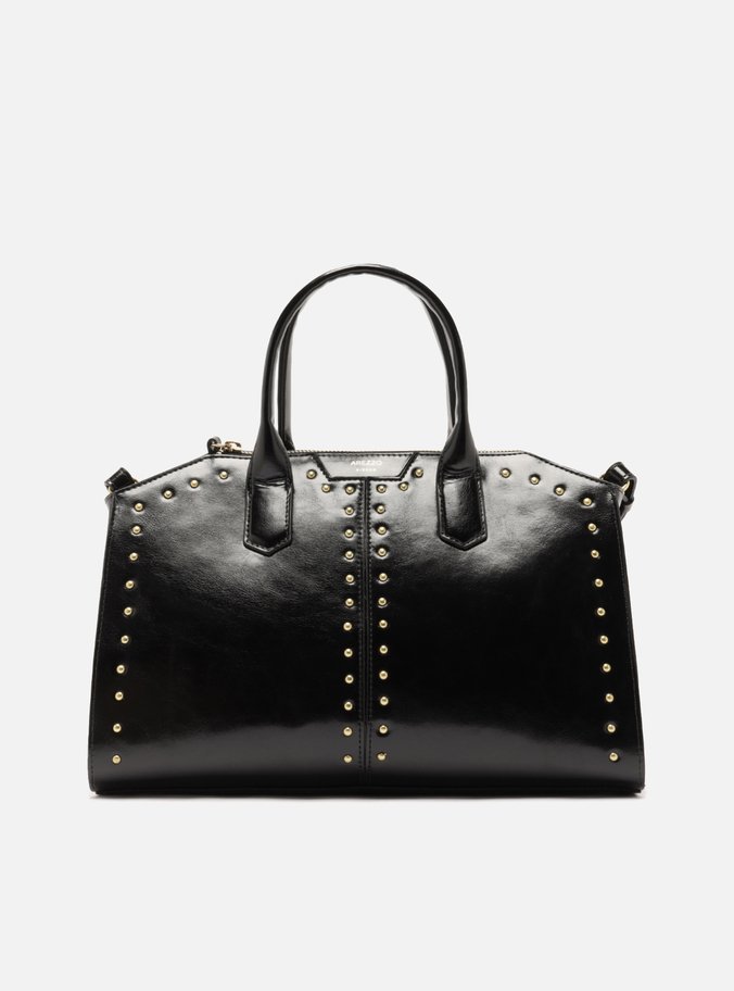 Bolsa Tote Preta Verniz Grande Rebites