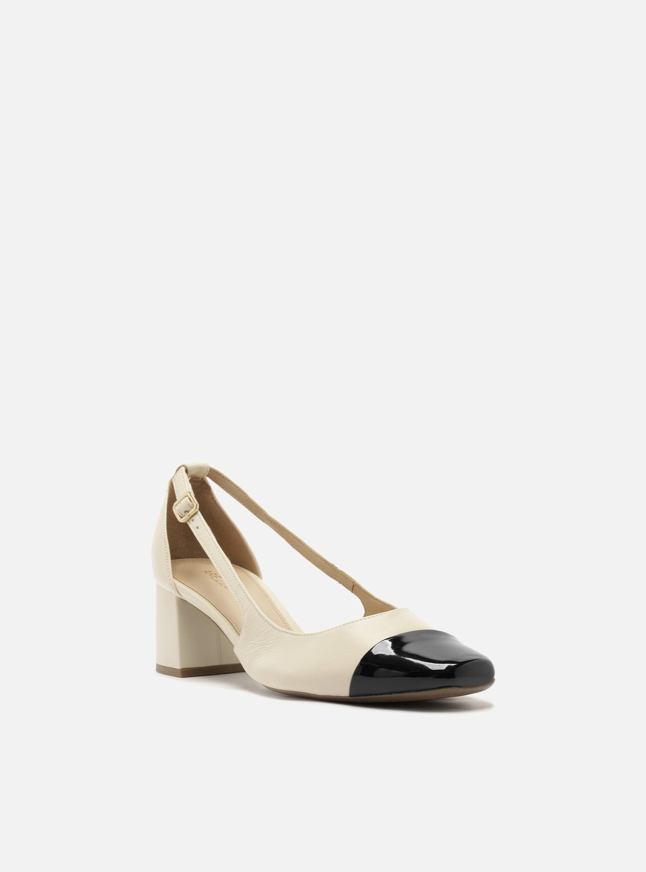 Scarpin Off-White Couro Cap Toe Aberto — foto 2