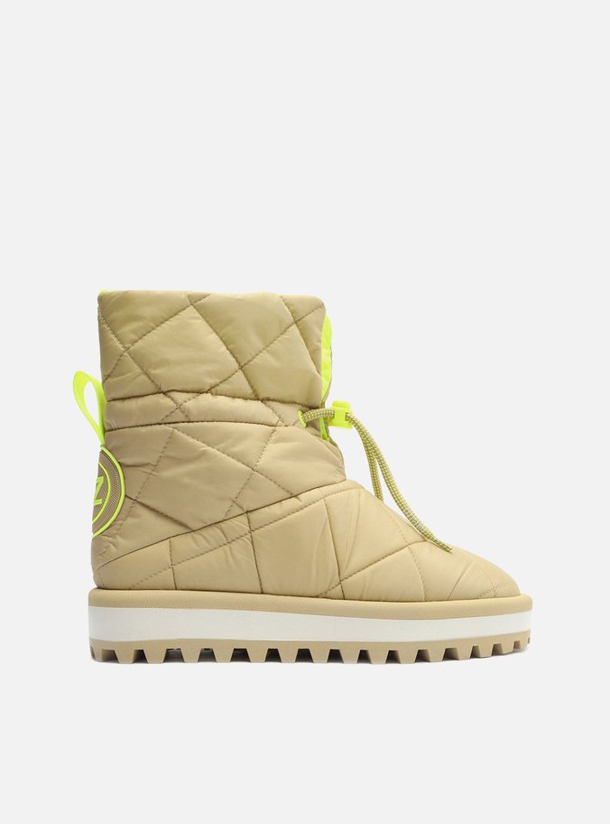 Bota Bege Nylon Cano Curto Estofada Hanna