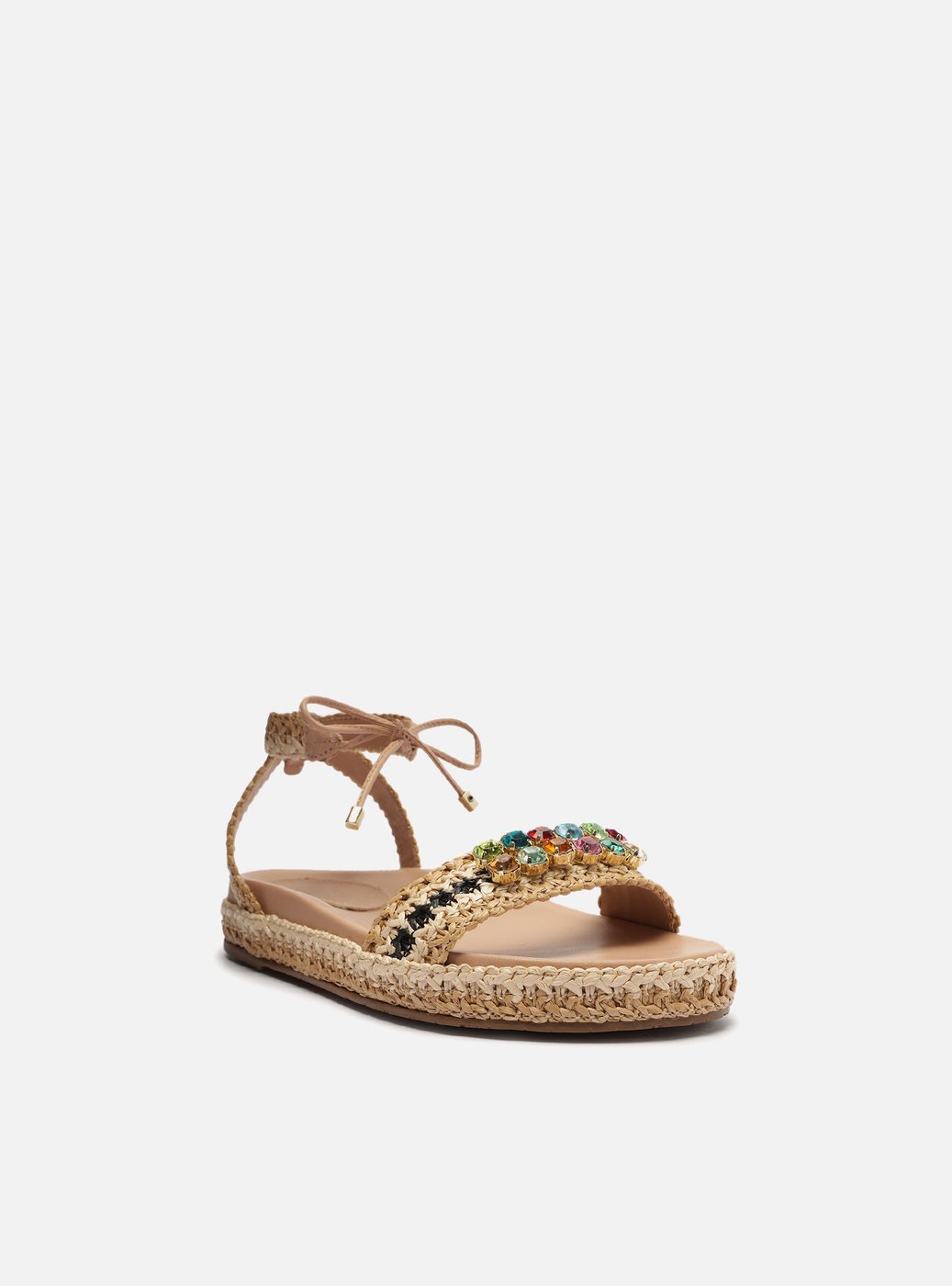 Sandália Bege Tramada Flatform Pedraria Cecília — foto 2