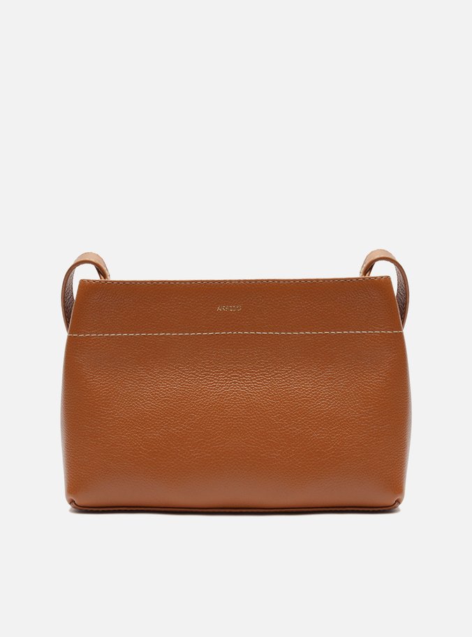 Bolsa Tiracolo Marrom Couro Pequena Costura