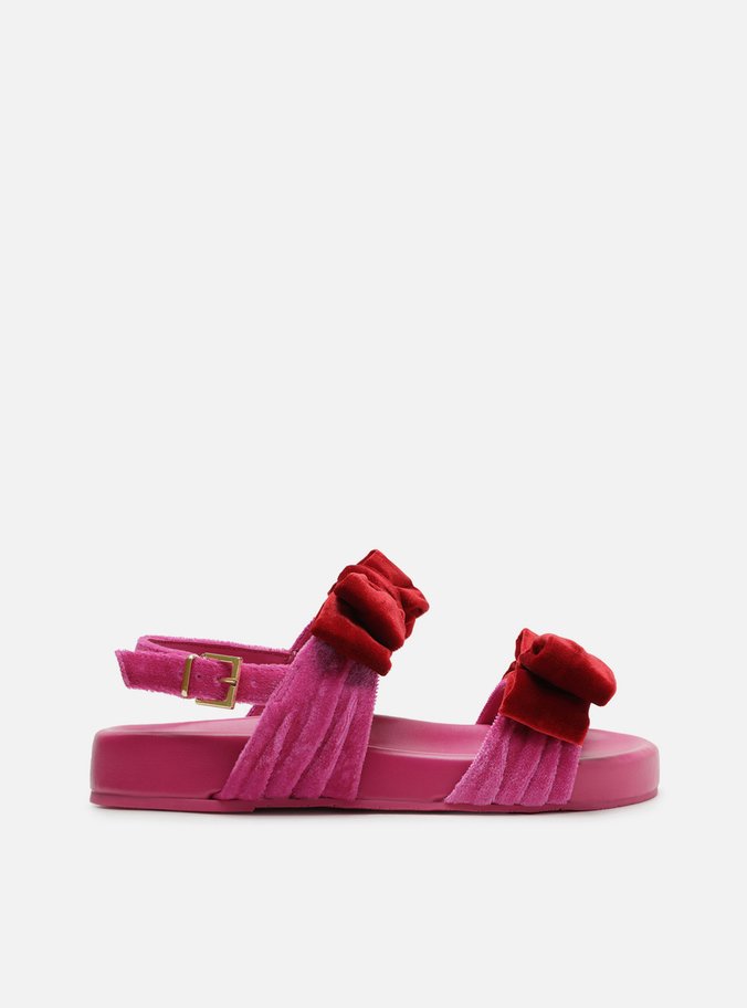 Sand lia Rasteira Rosa Veludo Flatform