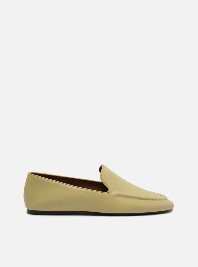 Mocassim Amarelo Couro Bico Redondo