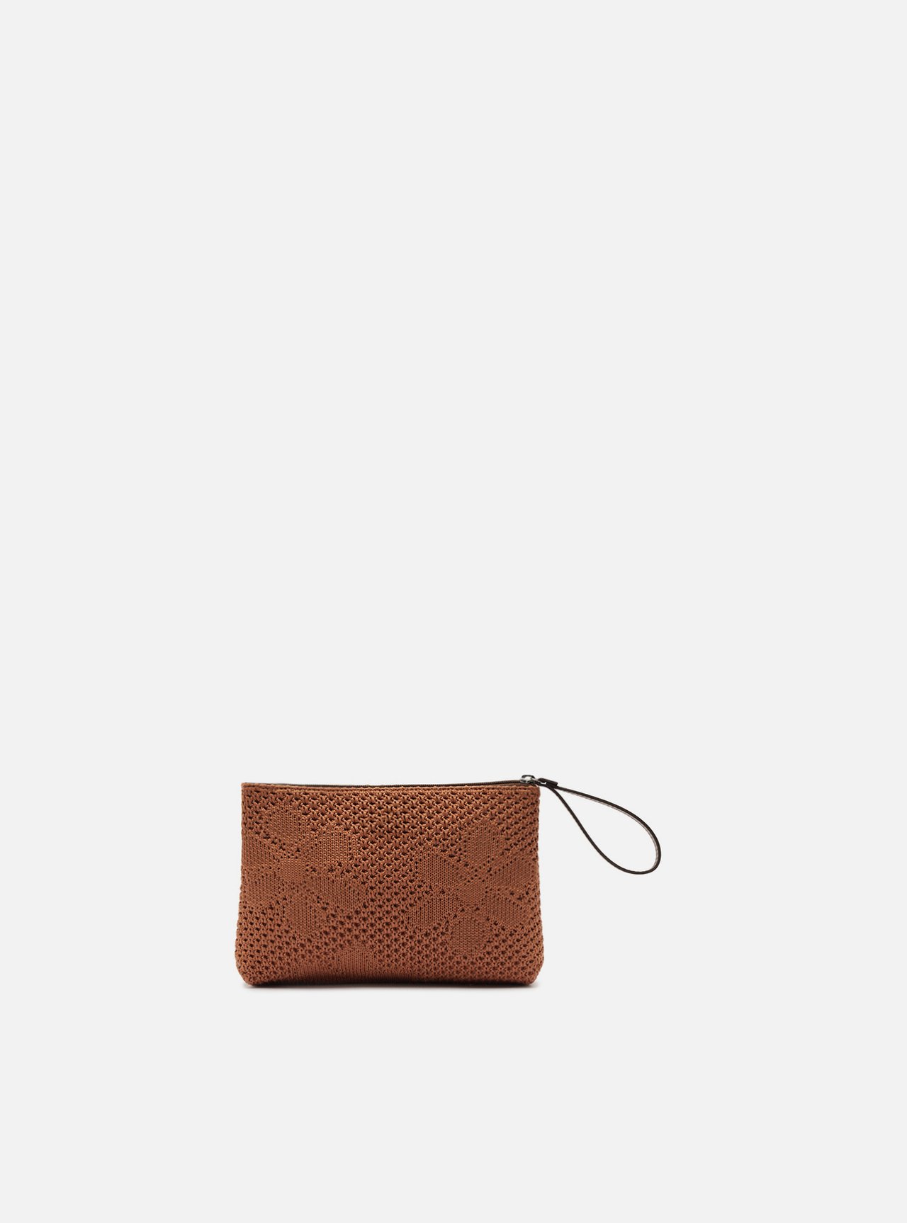 Bolsa Necessaire Marrom Knit Pequena Metais Brizza — foto 2