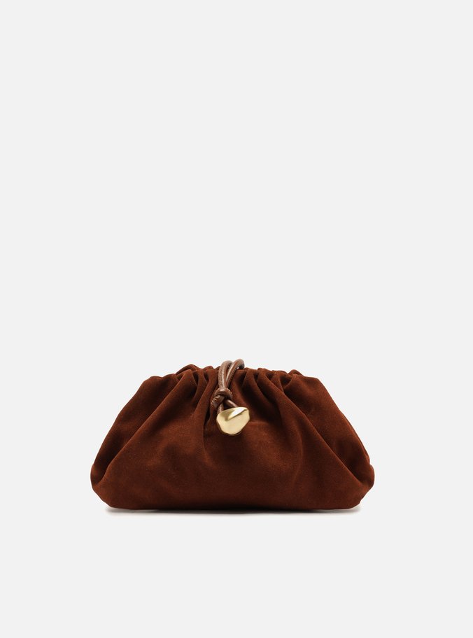 Bolsa Clutch Marrom Couro Média Corrente