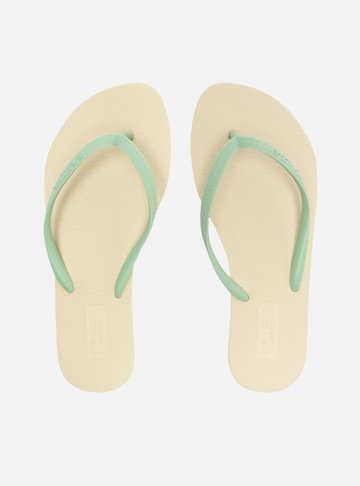 Kit Chinelo de Dedo Branco e Verde e Pouch