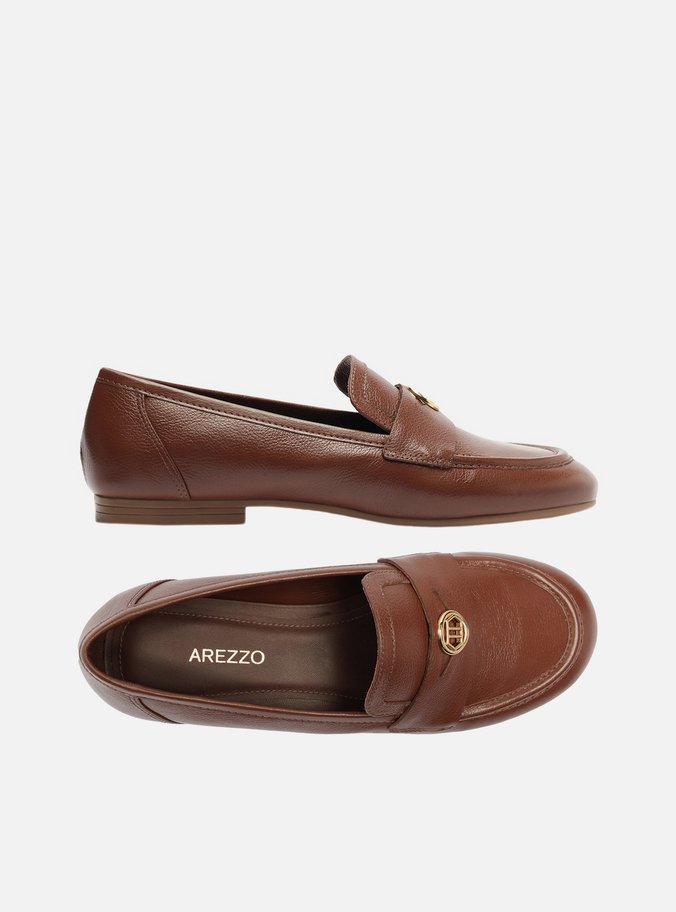 Mocassim Marrom Couro Tira Medalha