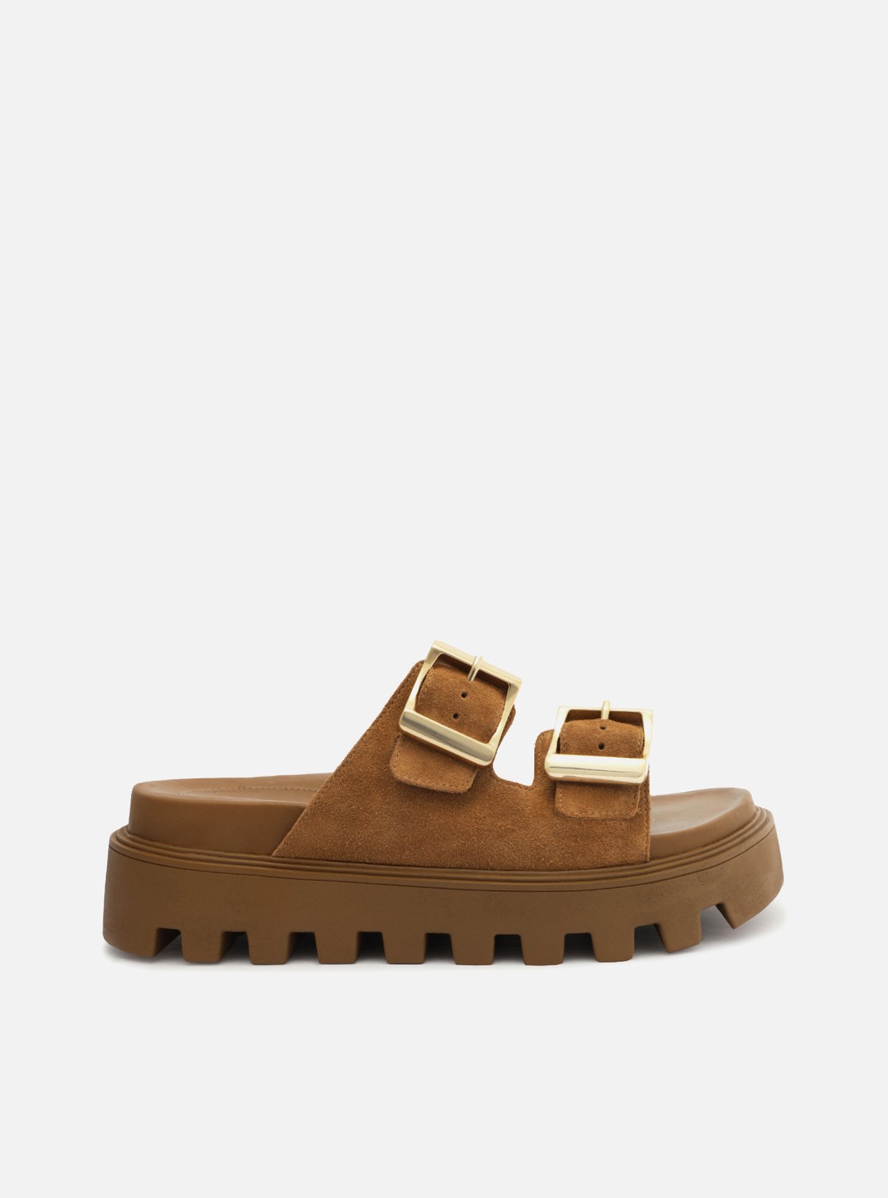Sand lia Marrom Camur a Flatform Tratorada Fivelas