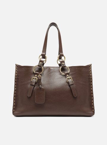Bolsa Shopping Marrom Couro Cora Grande