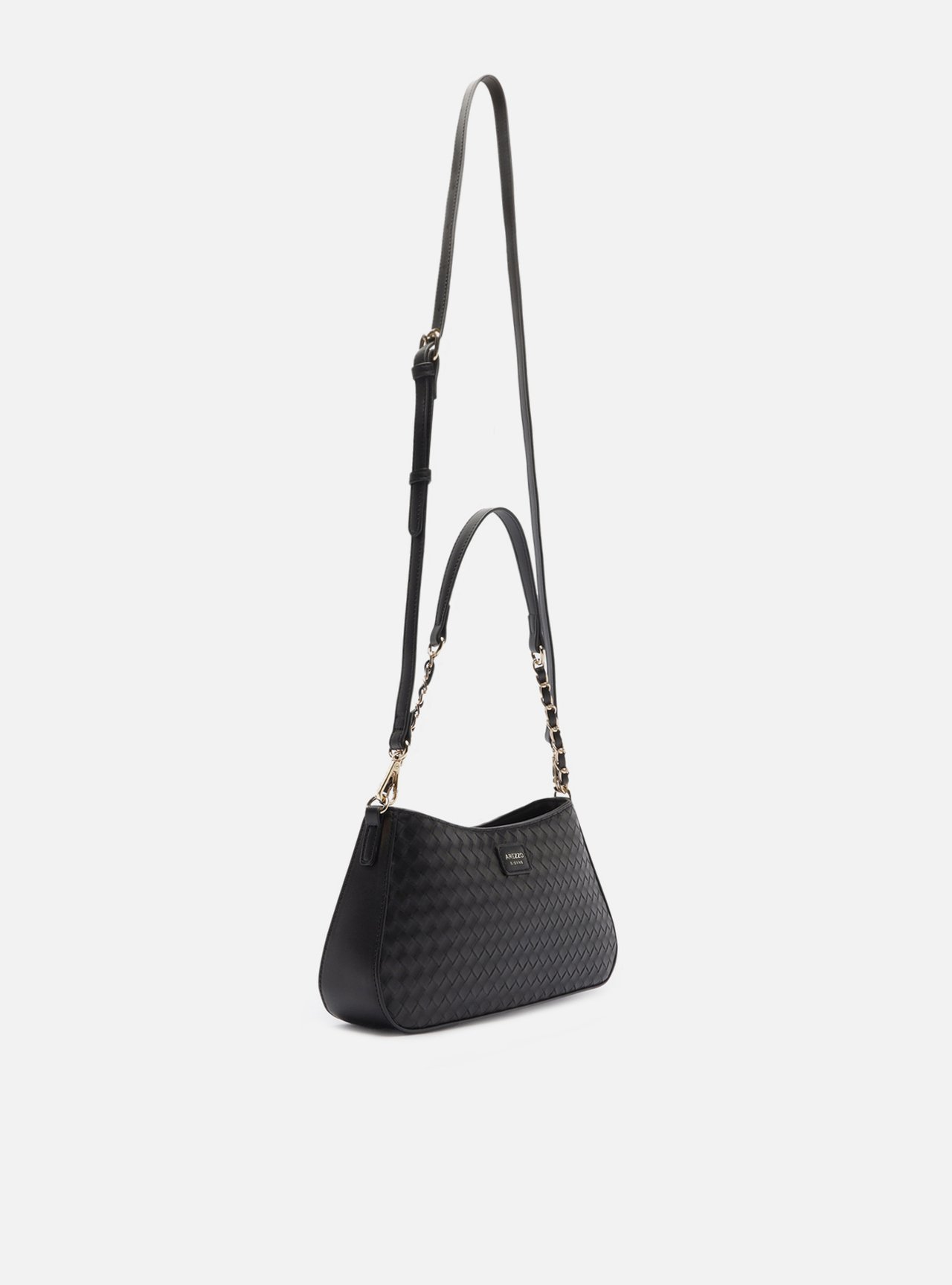 Bolsa Shoulder Preta Média Tressê Corrente — foto 5