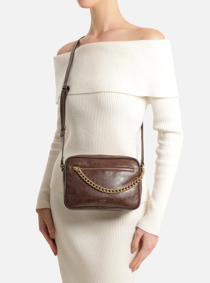 Bolsa Tiracolo Marrom Pequena Bolso Corrente