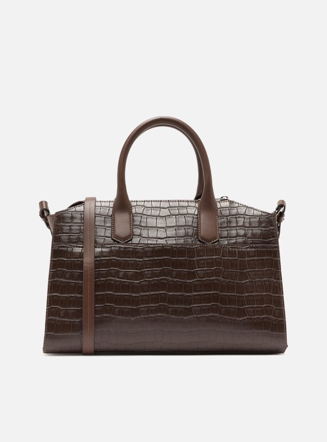 Bolsa Tote Marrom Média Croco